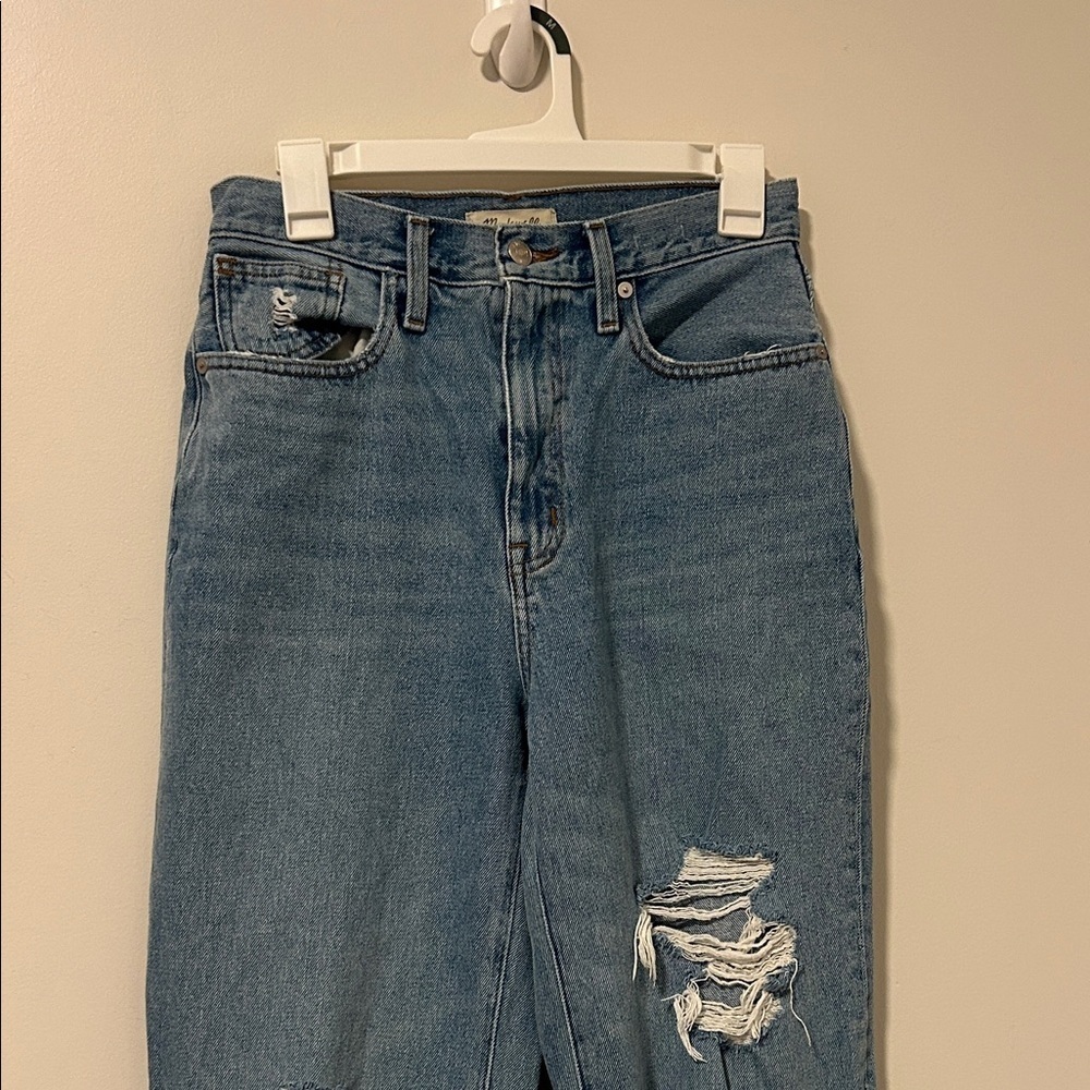 Madewell Light Wash Baggy Straight Jean Size 26 Distressed